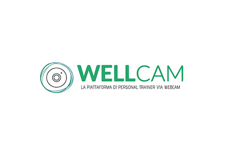 Logo di Wellcam con simbolo e testo verde su sfondo bianco.
