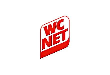 Logo WC NET con sfondo bianco e bordi rossi.